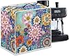 Coffee Maker Cover with Top Handle Polyester Durable Kitchen Small Appliance Cover Dust Protection Stain Resistant Fingerprint Protection Universal Size, Boho Flower Purple Blue
