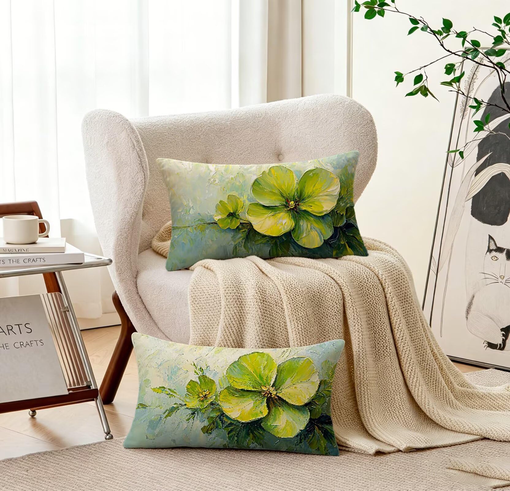 GrüN Kissenbezug 70x90 VierbläTtriges Kleeblatt Kopfkissenbezug 2er Set ,Wohnaccessoires & Deko ,Weich und Atmungsaktiv Samt Stoff mit Verstecktem Reißverschluss für Bett Sofa Kissen Dekokissen-86253