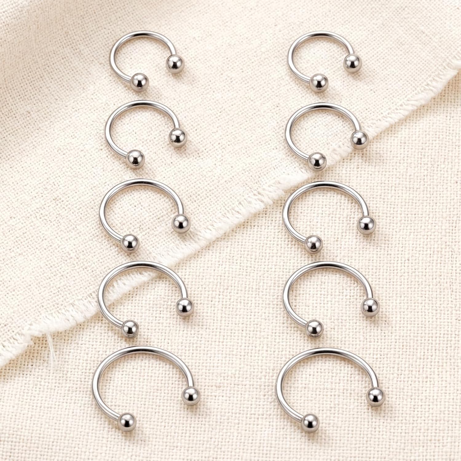 10pcs Horseshoe Rings 16G Silver Horseshoe Septum Ring Stainless Steel | Septum Piercing Jewelry Nose Rings Hoop Cartilage Earrings Piercing Ring Earring Hoop For Women Men