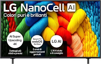 Lg nanocell ai 55 pollici, serie nano80 2025 smart tv 4k - 55nano80a6b | processore ?7 gen8