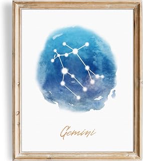 Watercolor Constellation - Gemini - Art Print - Unframed - 8x10 | Elegant and Ethereal Art Prints | Celestial Zodiac Wall Art for Astrology Enthusiasts | Perfect for Bedrooms, Home or Offices