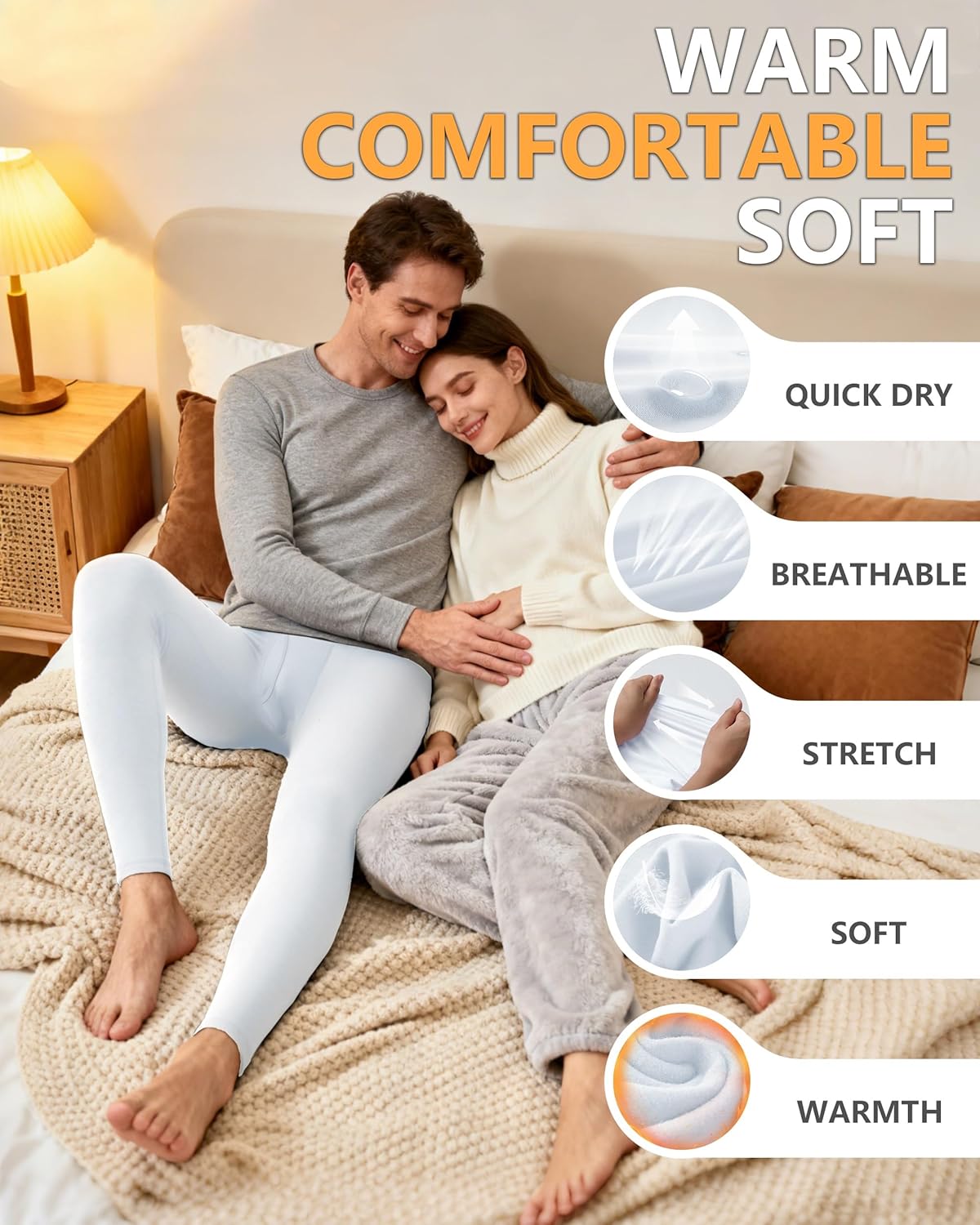 Men's Thermal Underwear Bottoms, Fleece Lined Long Johns Pants with Fly, Athletic Base Layer Leggings Cold Weather - Image 5