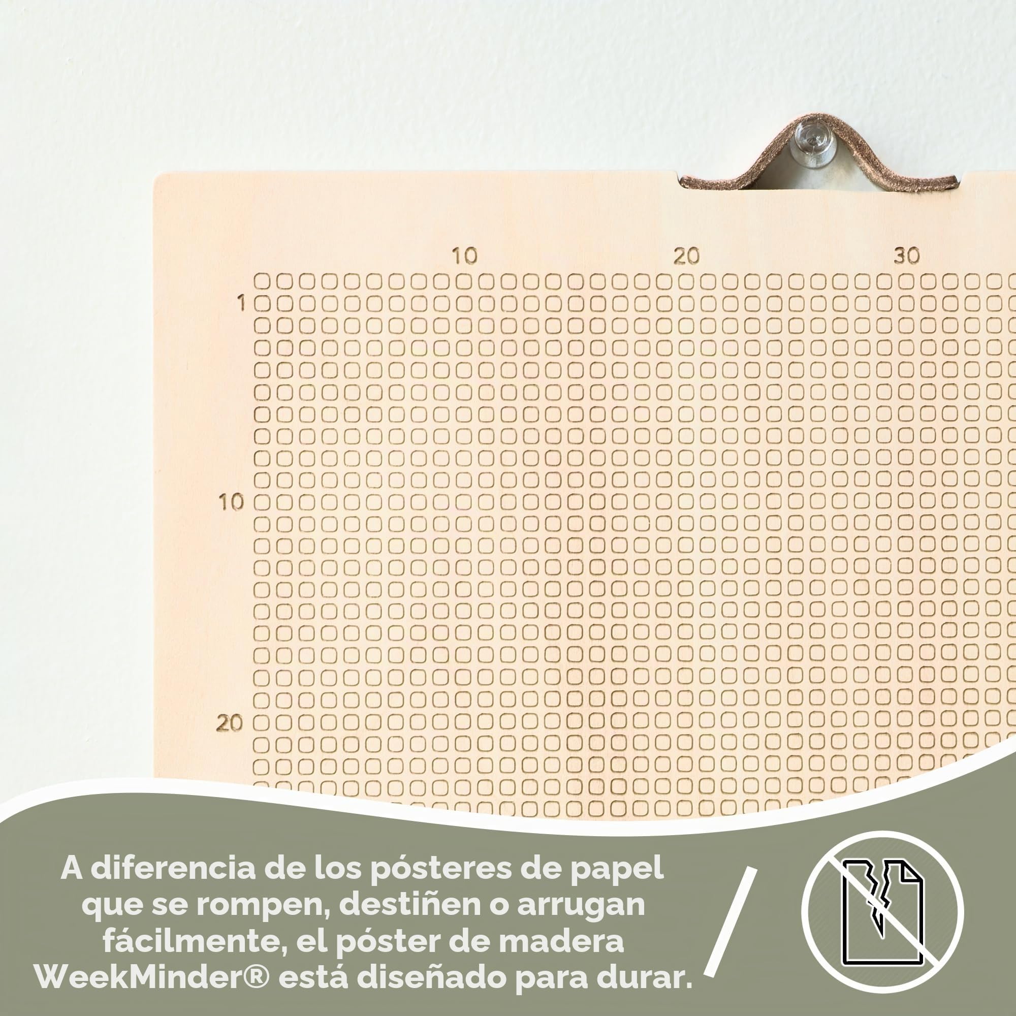 WeekMinder® Memento Mori, Calendario de vida en semanas, póster de 90 años de mi vida en 4000 semanas, calendario estoico motivacional para desarrollar hábitos en 4K, (madera de abedul báltico,
