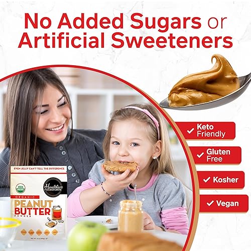 Miniatura 5 de Healthier Comforts Mantequilla de maní orgánica en polvo (100% cacahuetes)  Certificado orgánico, sin OMG, sin gluten, vegano, kosher, apto para