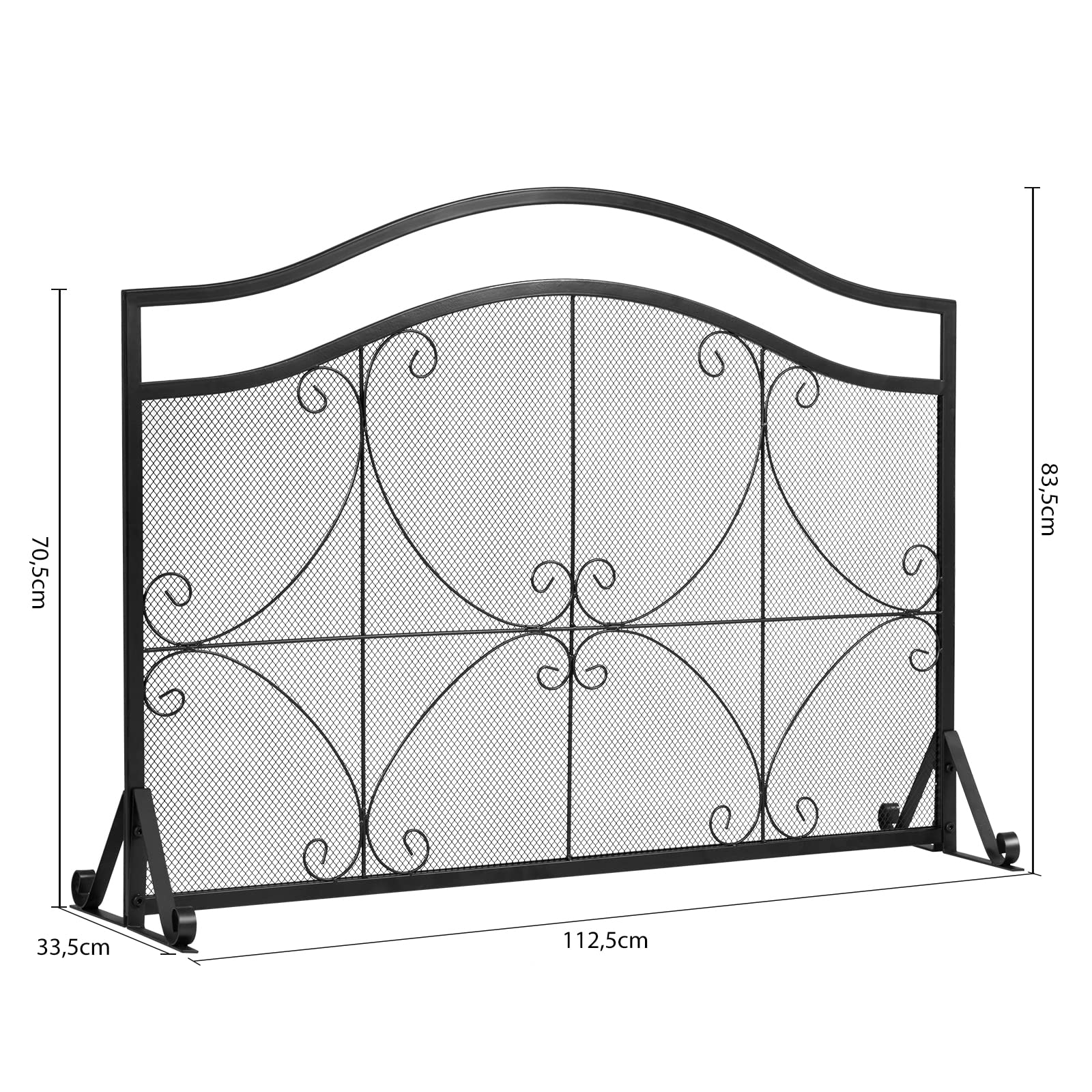 GOPLUS Écran de Cheminée pour Isolation des Étincelles et Cendres, Pare-Feu de Cheminée, Panneau Protection Cheminée Décoratif, pour Salon, Chambre, 113 x 34 x 84 cm, Noir