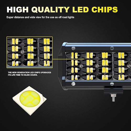 Miniatura 5 de TURBO SII - Barra de luz LED de 7 pulgadas de 144 W Quad Road, luces de conducción todoterreno, luces de trabajo LED, luces antiniebla con arnés de
