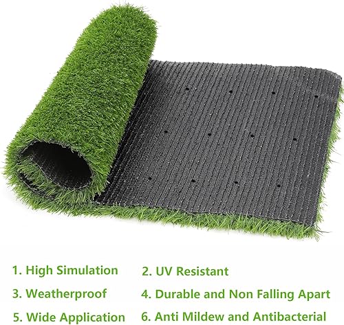 Miniatura 6 de SHACOS Alfombra de césped artificial de 32 x 48 pulgadas, alfombra de césped artificial para exteriores, alfombra de césped de 1.2 pulgadas,