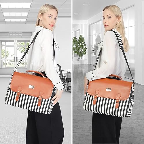Miniatura 2 de LOVEVOOK Bolsa para laptop para mujer, bolsa de computadora de gran capacidad, bonita bolsa de mensajero de hombro, bolsas de trabajo de negocios,