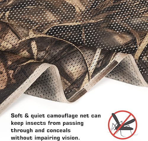 Miniatura 2 de FLYEGO Red de camuflaje de camuflaje, malla silenciosa de camuflaje transparente para ocultación, soporte de árbol, caza, sombrilla, decoración,