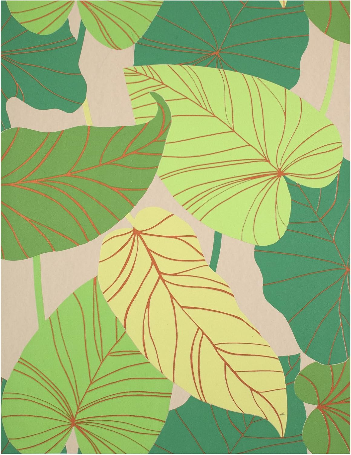 York Wallcoverings 768008 Barbara Becker Raised Surface Banana Leaves Collage Wallpaper