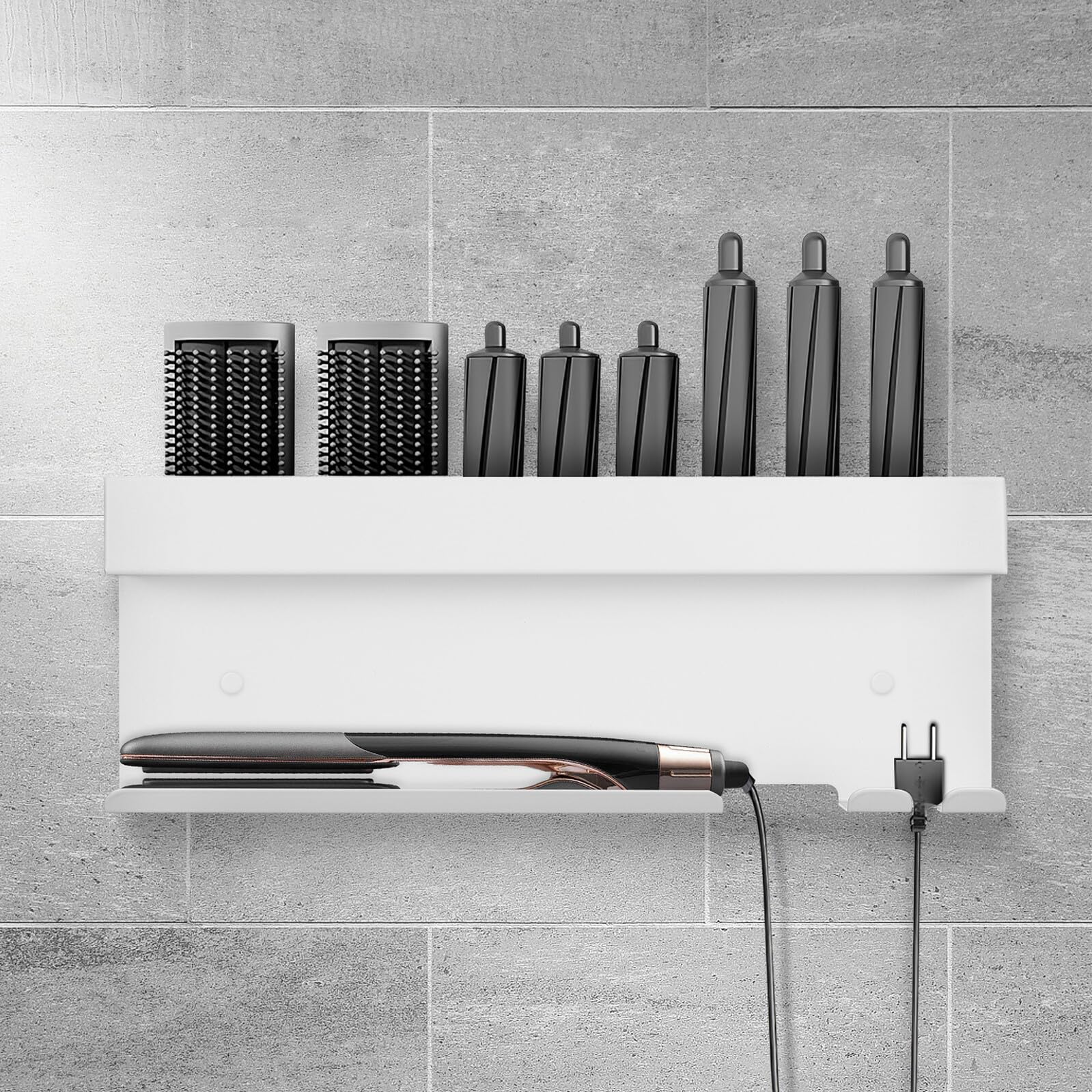 Wandhalterung Für Haartrockner Aus Aluminium Organizer Für Haarutensilien Föhnhalter Für Badezimmer Platzsparendes Design Bequemer Schnellzugriff Hitzebeständige Konstruktion