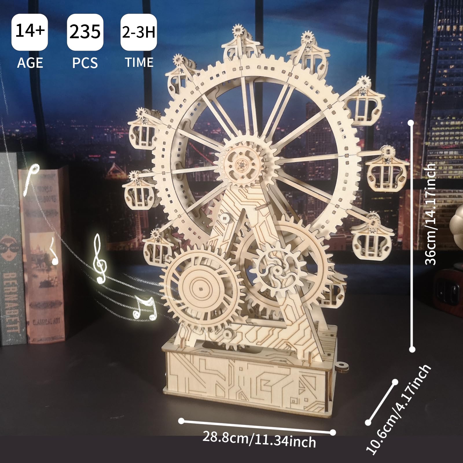 Modellini Da Costruire Puzzle 3D Legno - Kit Ruota Panoramica Steampunk Con Carillon, Kit Modellismo, Puzzle in Legno Per Adulti, Regalo Speciale