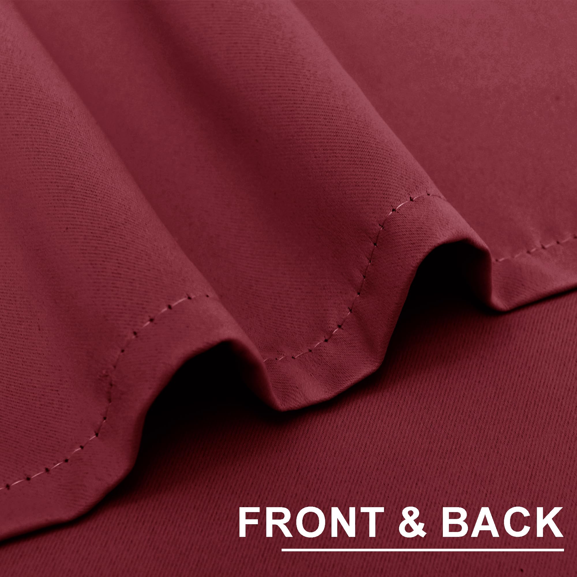 XWZO Blackout Curtains Shades Window Curtain Panels with Tiebacks- Noise Reduction and Thermal Insulated Eyelet Curtains for Bedroom,Living Room,Office,Study Room Burgundy W46xL54 - Image 2
