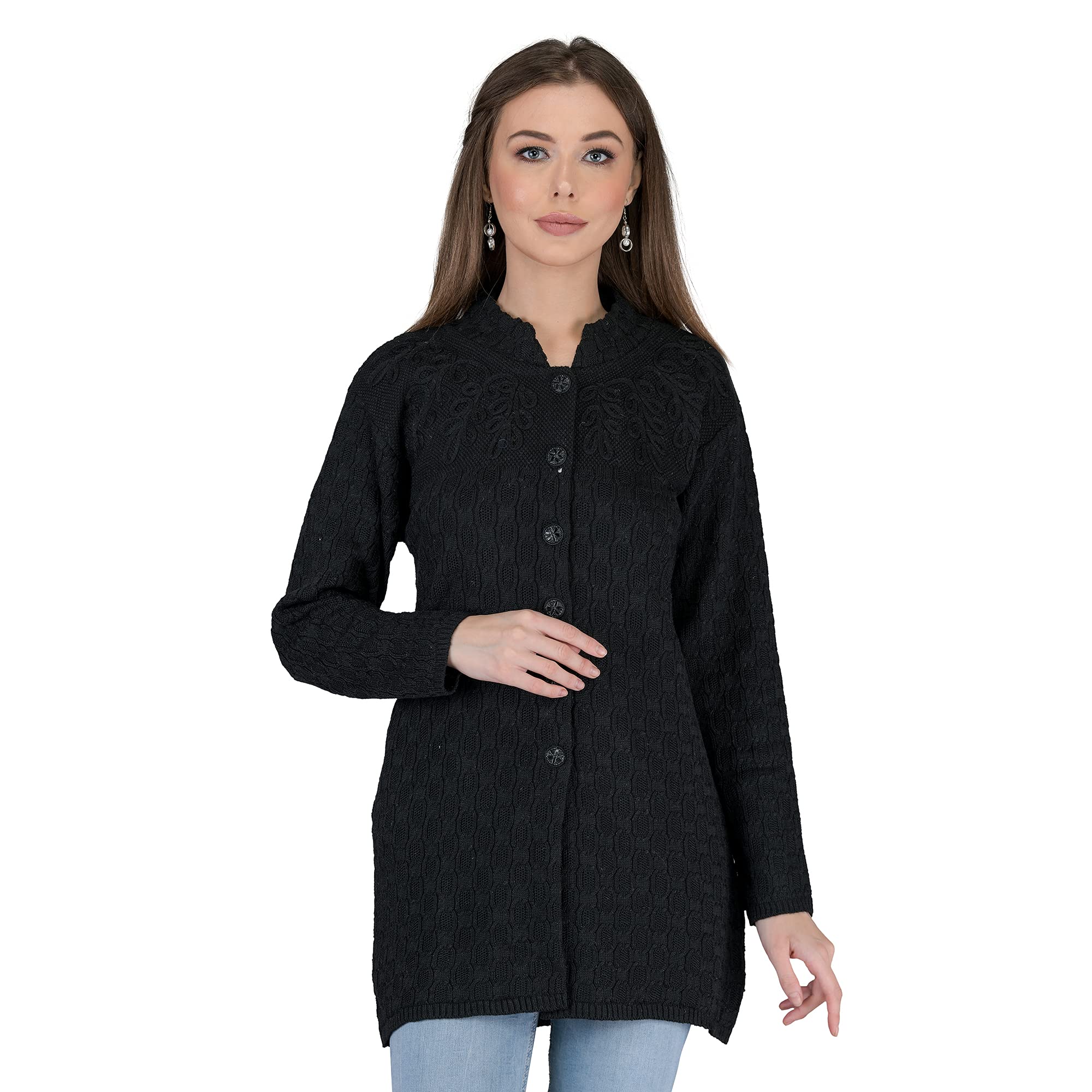lady willington Women's Wool Round Neck Cardigan-picture-42