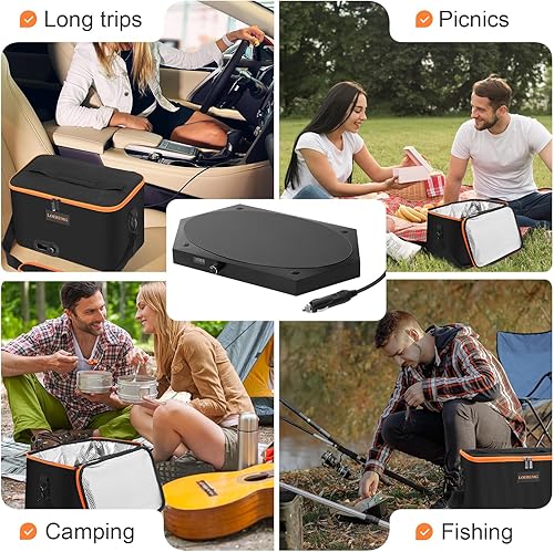 Miniatura 7 de Lonchera de 14 x 8 pulgadas, calentador de alimentos, horno portátil con calefacción por microondas personal, lonchera térmica para cocinar al aire