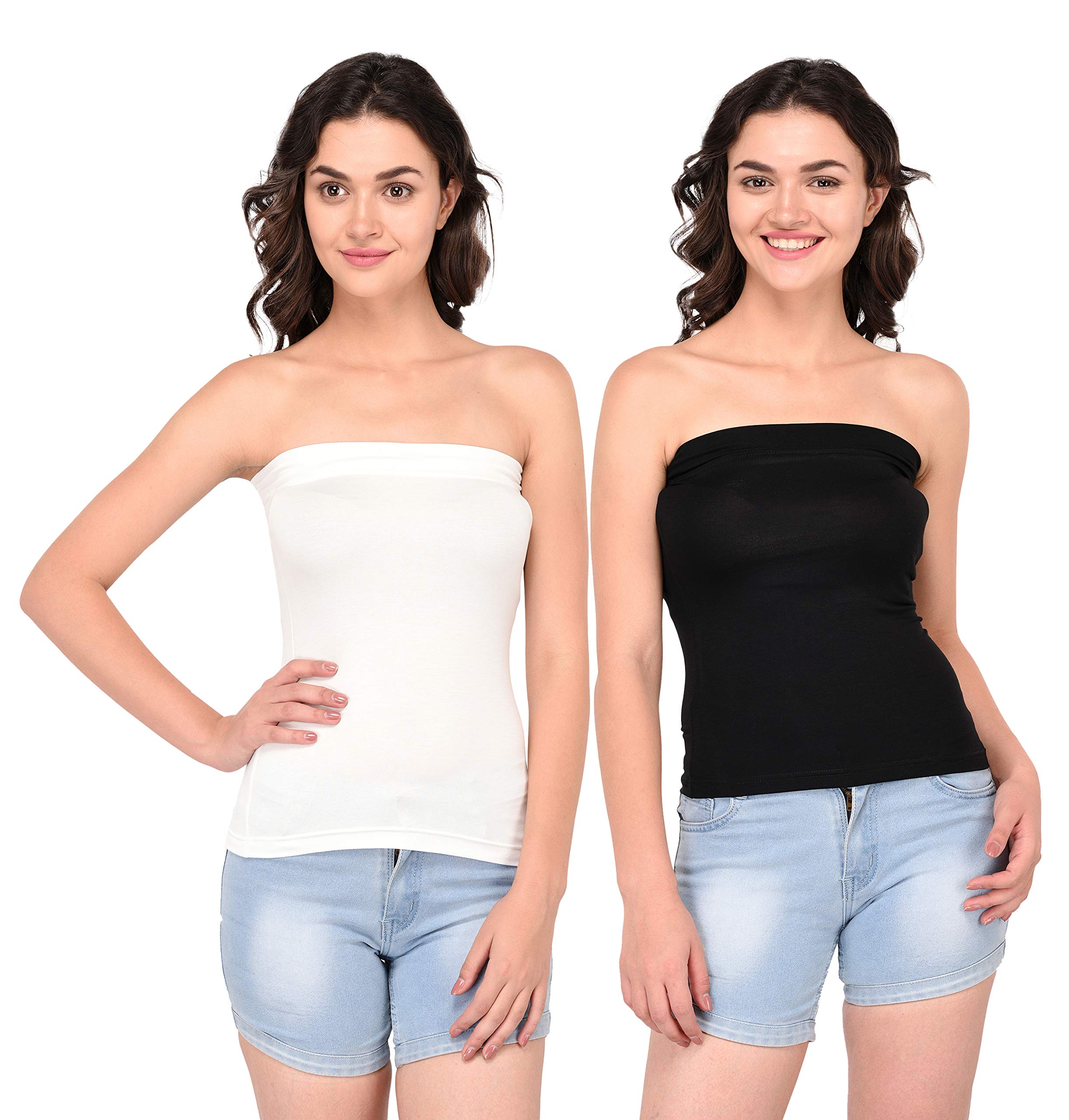 ESPRESSOWomen's Strapless Bandeau Tube Tops - Pack of 2