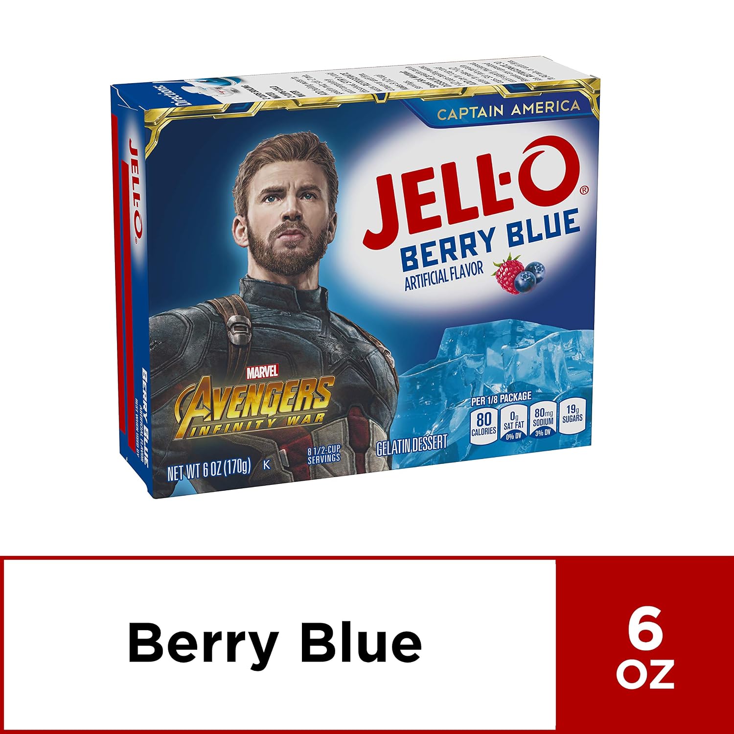 Jell-O Berry Blue Gelatin Mix (6 oz Boxes, Pack of 6)