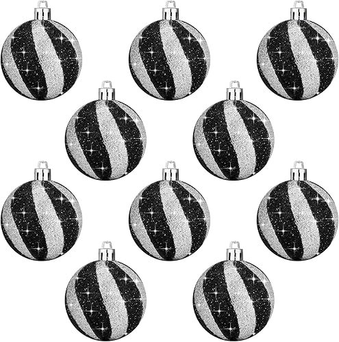 Adornos de bola de Navidad de 2.4 pulgadas, bolas de decoración de árbol de Navidad con purpurina, esferas de Navidad, remolino, adornos colgantes