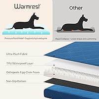 Vista 5 de Tapete ortopédico para perros grandes y medianos, cama impermeable para perros con funda extraíble, cama lavable para mascotas con espuma para jaula