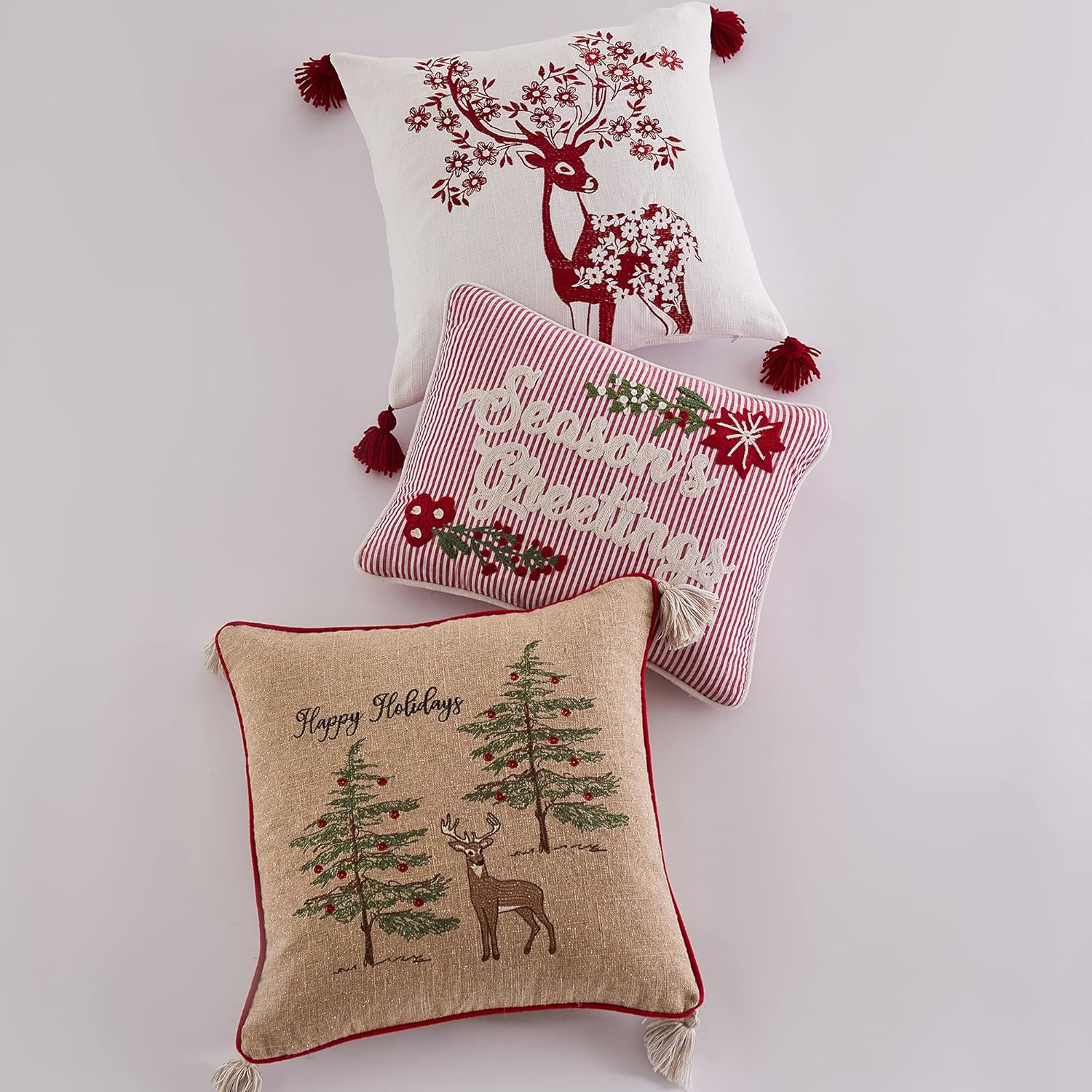 Levtex Home - Christmas Decorative Pillow (14x18in.) - Season's Greetings - Red, White, Green