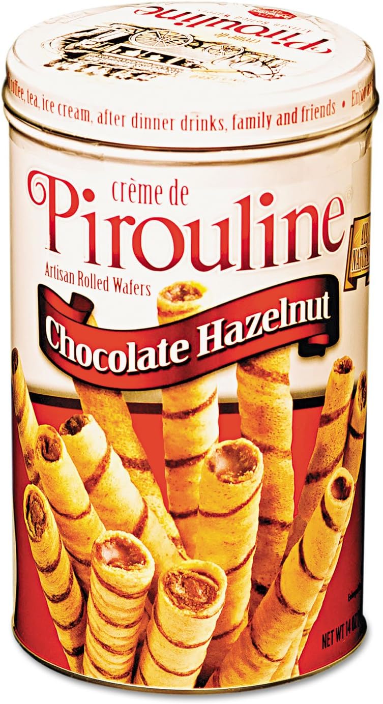 De Beukelaer Coporation 05051 Chocolate Hazelnut Pirouline Rolled Wafers, 14Oz