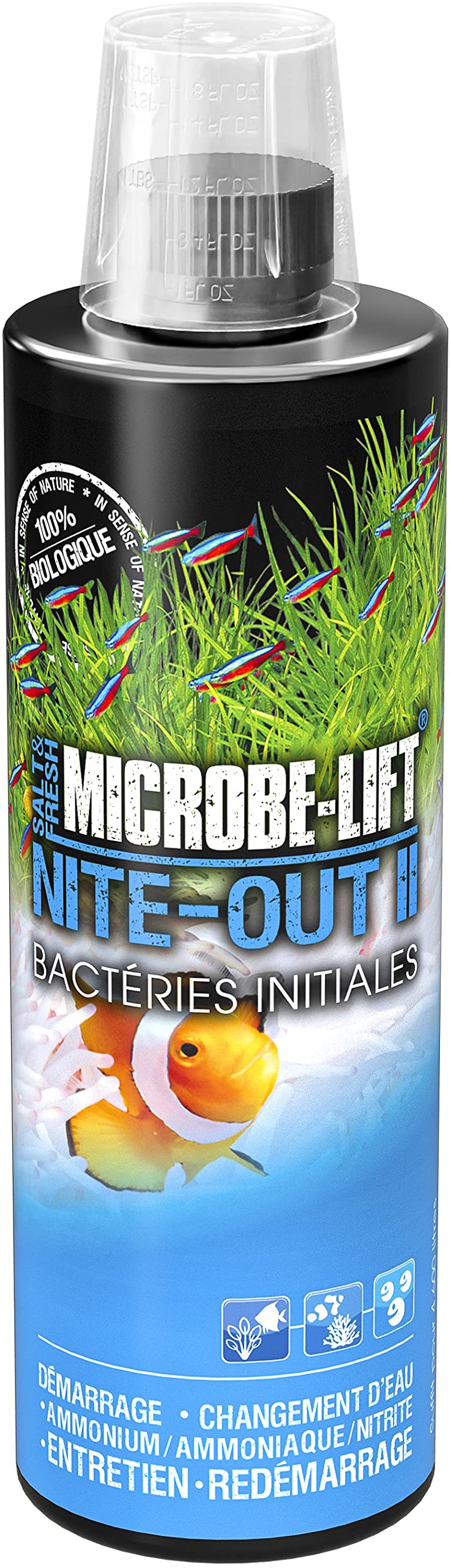 MICROBE-LIFT Nite-Out II – Bacteria starter for freshwater & marine aquarium, for rapid fish stocking, multicolored, (Pack of 1), NITEH16US