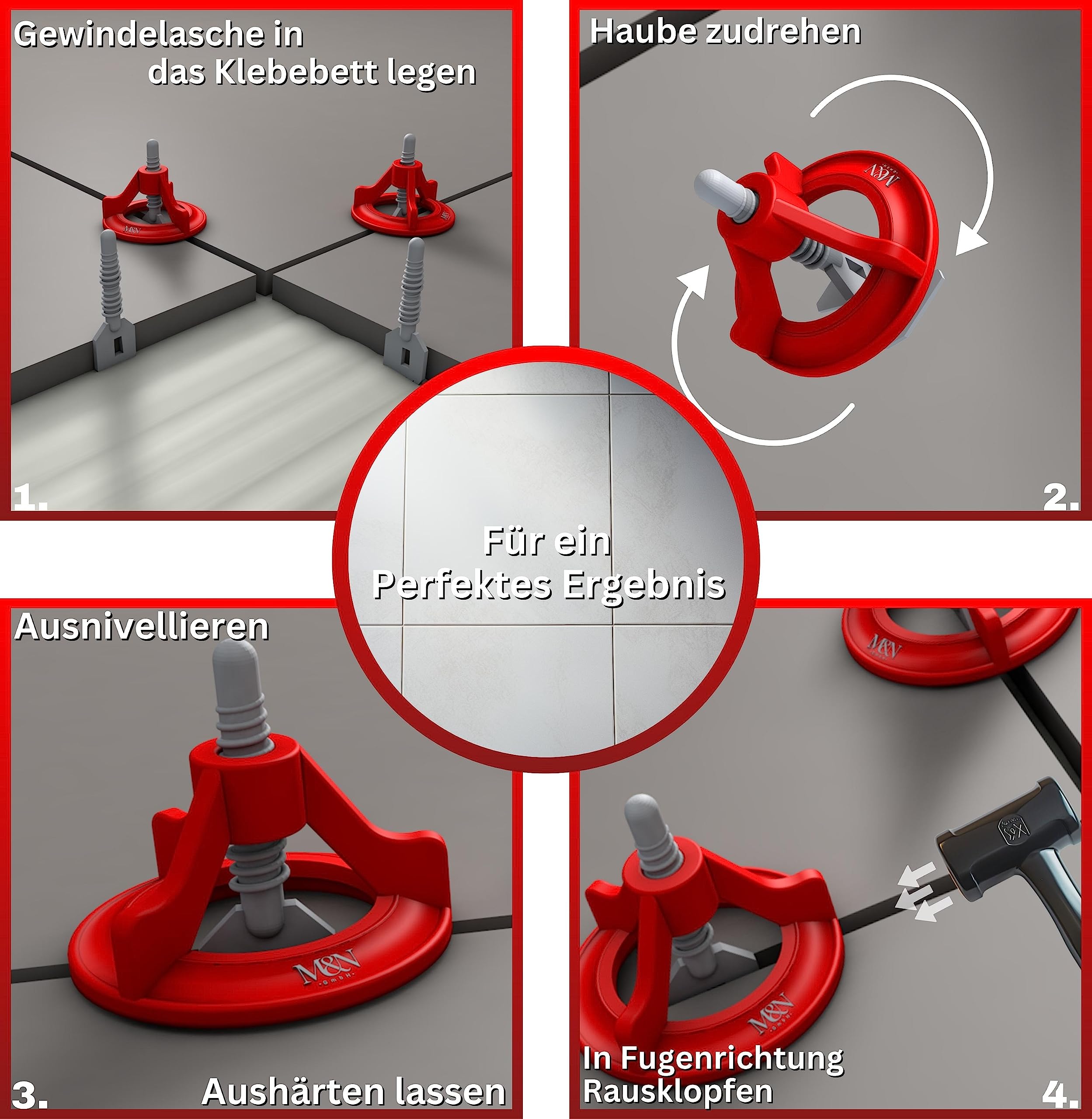 M&N tegelnivelleringsset 1mm, 1,5mm, 2mm, 3mm Mega-selectie (8000x 1mm schroeflaschen) - tegelgereedschap voor leken & professionals - kunststof afstandhouders - tegelleghulp