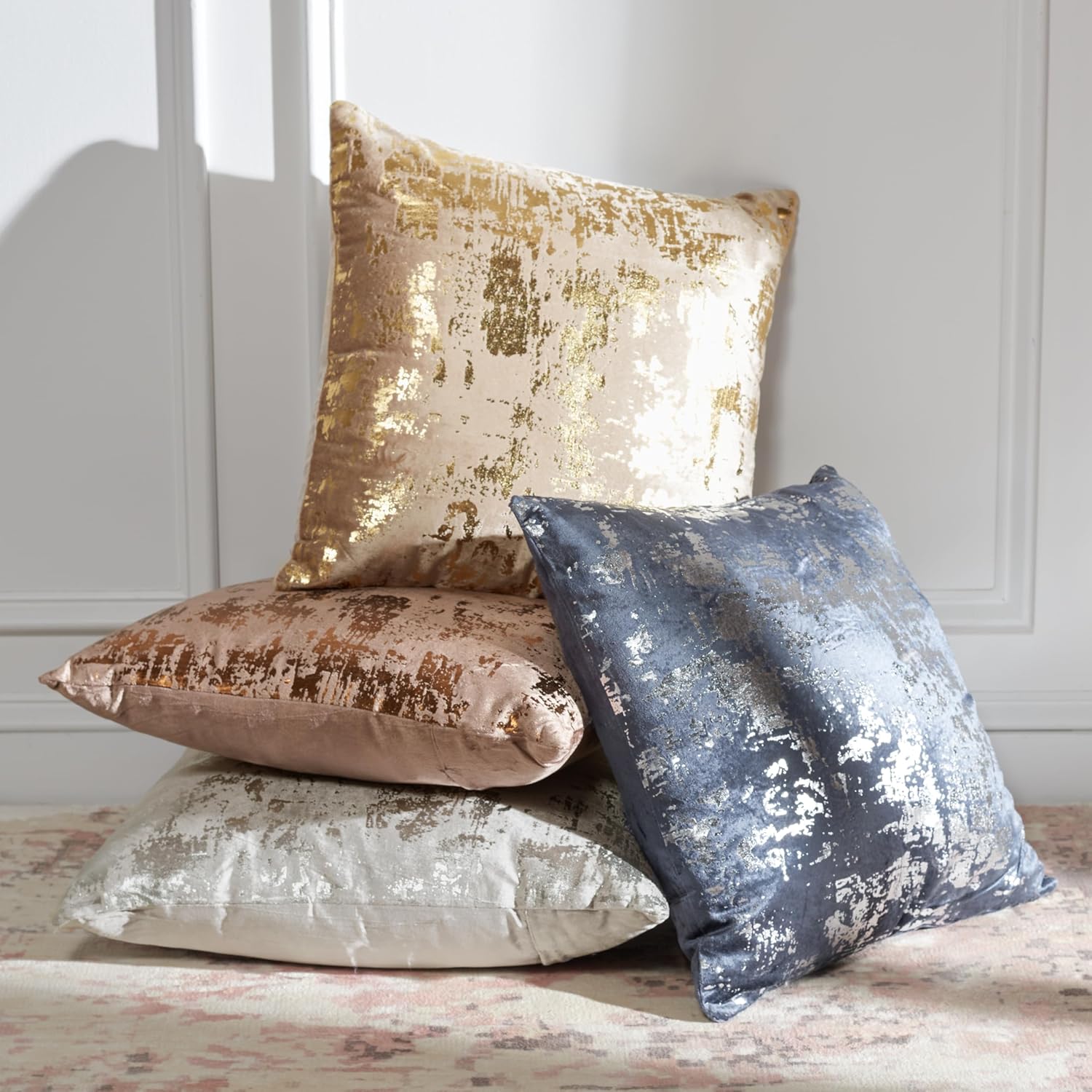 SAFAVIEH Home Collection Edmee Glam Metallic Potato Brown/Copper 12 x 36-inch Rectangle Pillow with Insert