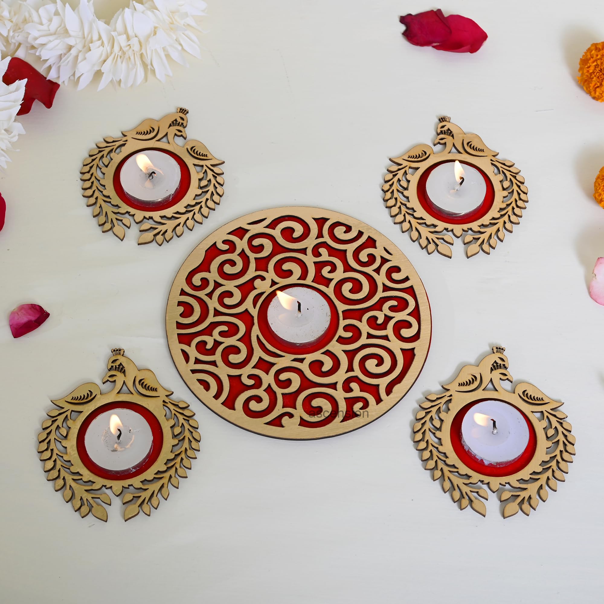 Ascension Peacock MDF Rangoli Set with Tealights Candels Reusable Rangoli Stencil Diwali Decoration Items for Home Decor Navratri Pongal Pooja Mandir Diwali Decor (Peacock Tealight Candle Holder) (B0DGGC6ZDP) Amazon Price History, Amazon Price Tracker