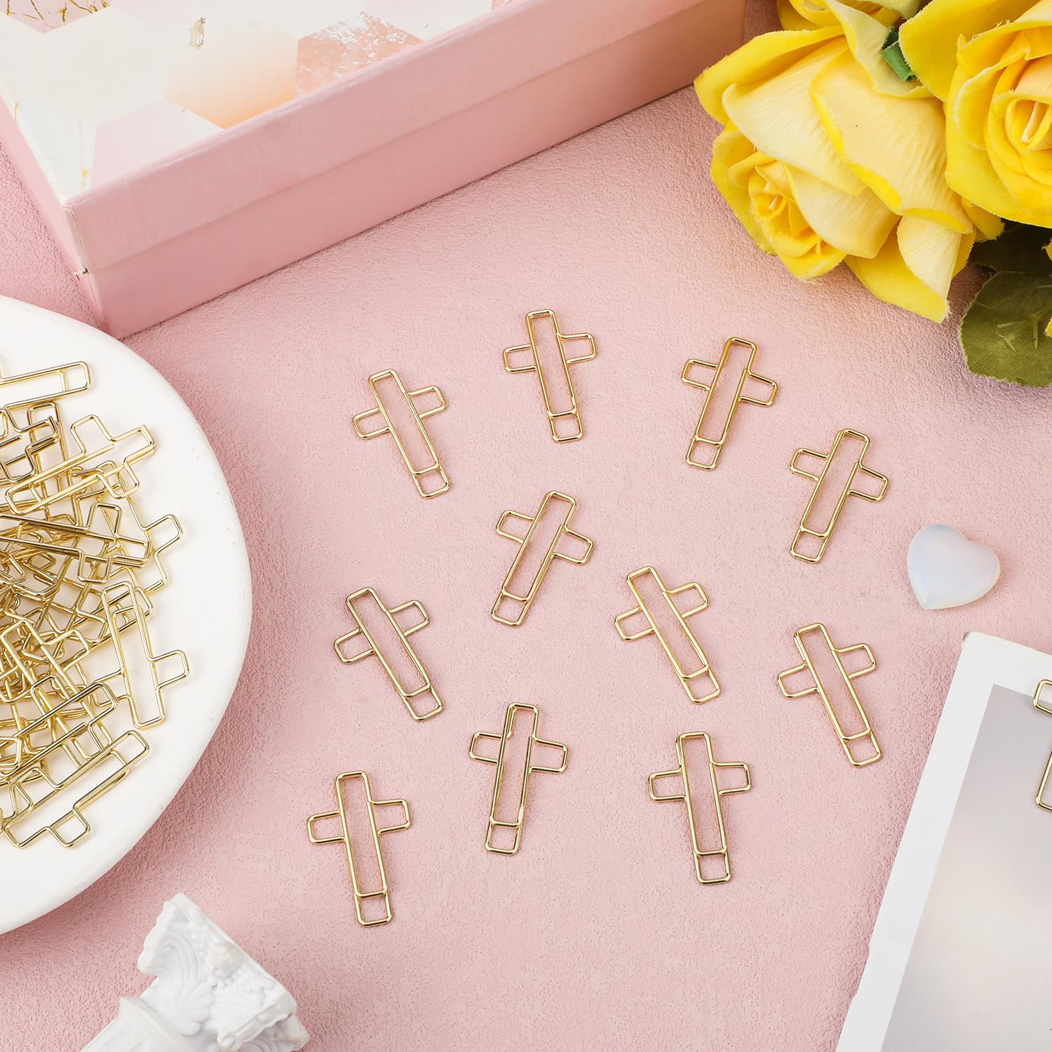 100pcs Gold Cross Paper Clips Bulk - Image 3