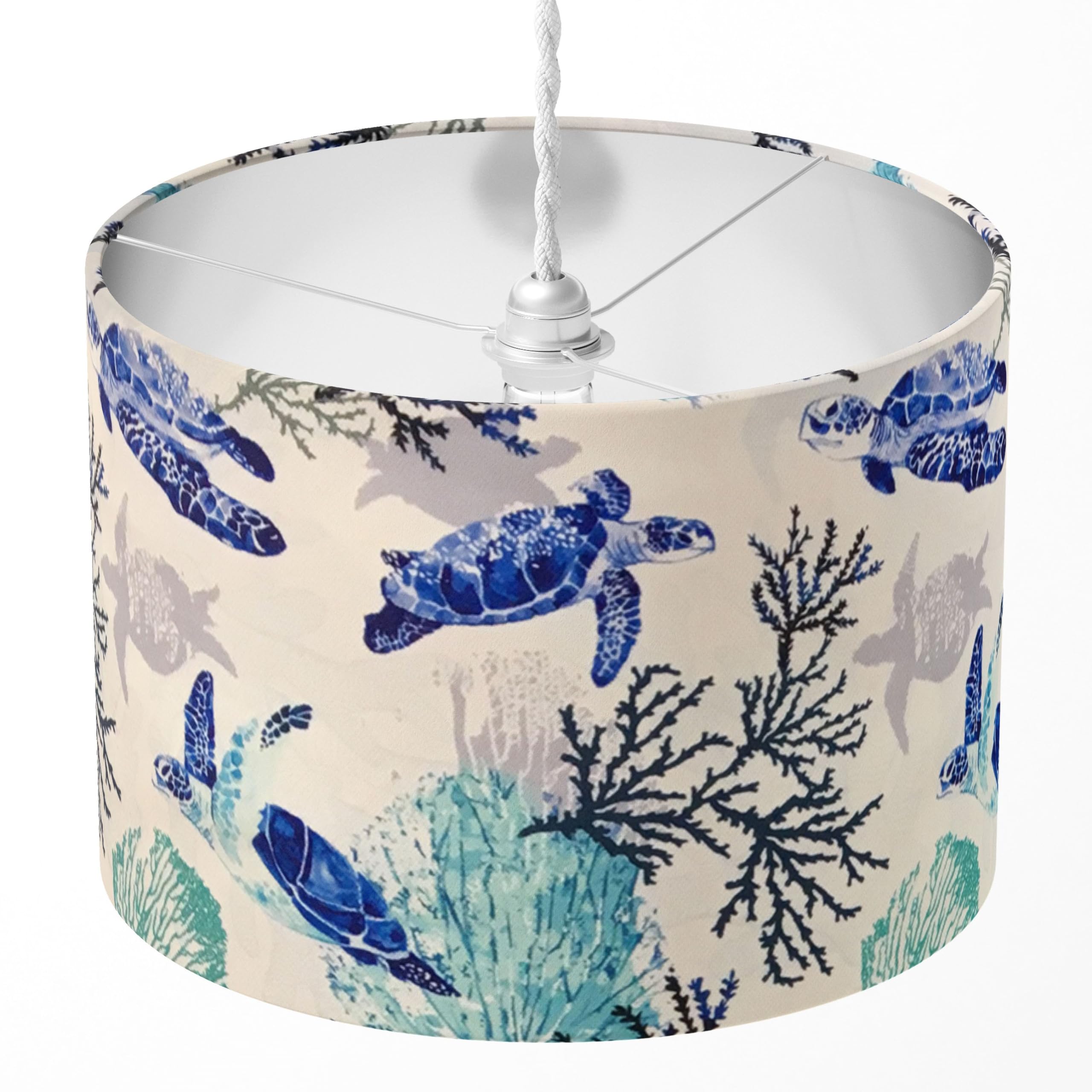 Under the Sea Lampshade, Sea Turtle Lamp Shade, Ocean Light Shade, Blue Sea Life Nautical Coastal Beach Underwater Children Lampshade for Table Floor Ceiling Nursery Room Decor Kids Bedroom Accessory