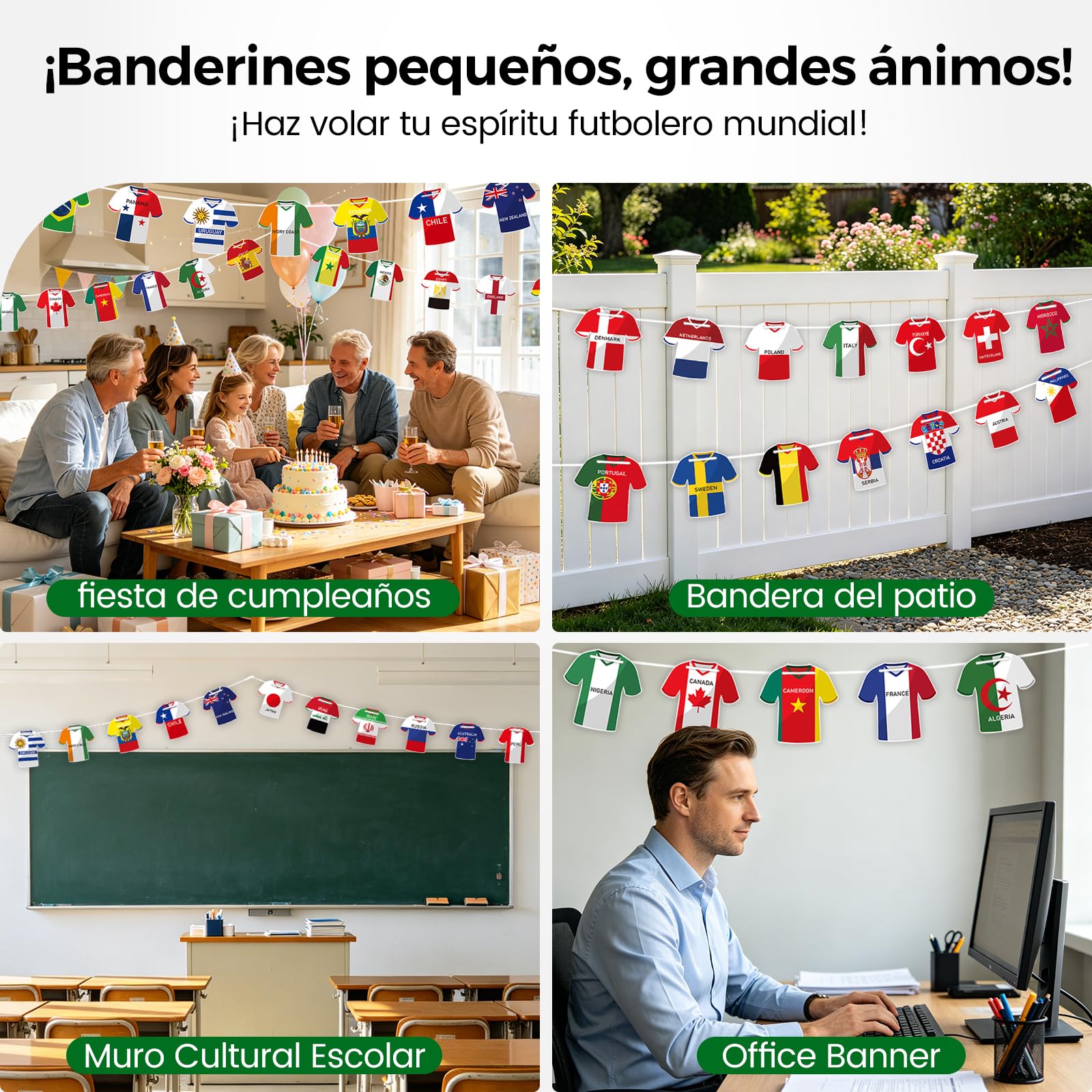 Guirnalda de Banderas Forma Camiseta Fútbol 49 Piezas Decoración Mundial
