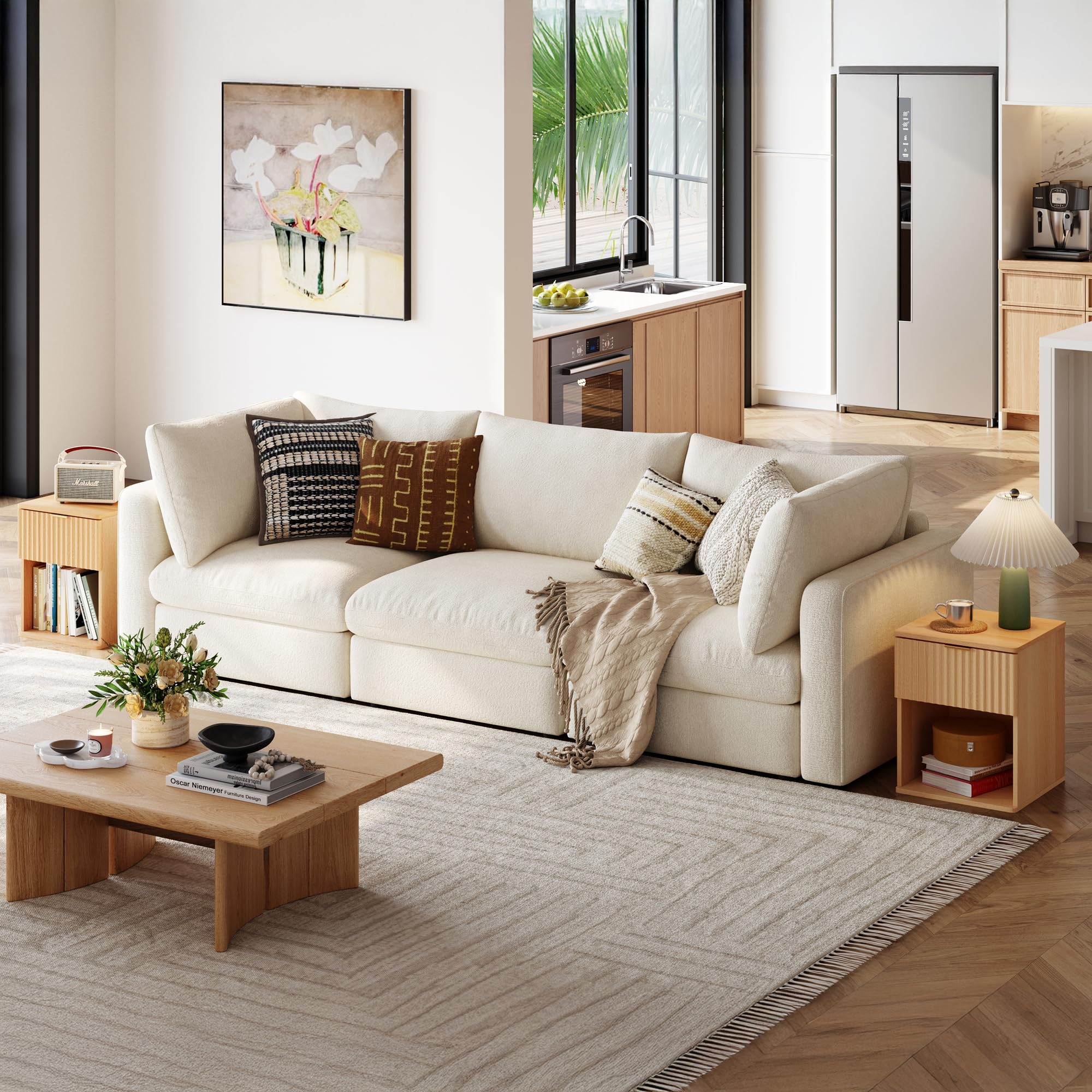 LINSY HOME Kleiner Nachttisch, Holz Nachtschrank mit Schublade, Beistelltisch Endtisch für Schlafzimmer Wohnzimmer Sofa Couch Büro 40 x 40 x 50 cm (1er Set)