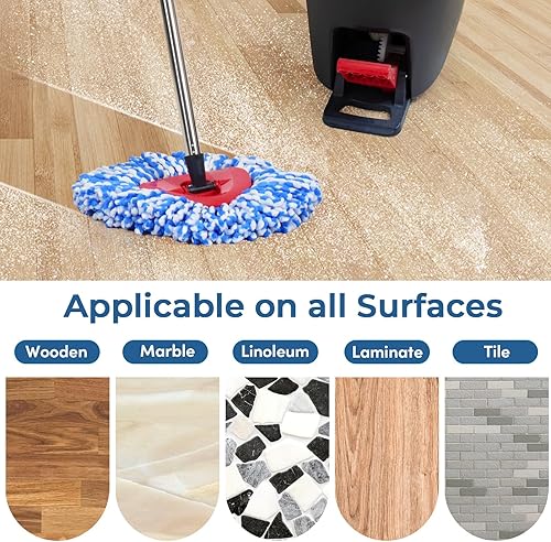 Miniatura 5 de Matthew - Kit de cabezal de repuesto para trapeador giratorio, base, mango compatible con fregona giratoria de microfibra EasyWring, 2 cabezales de