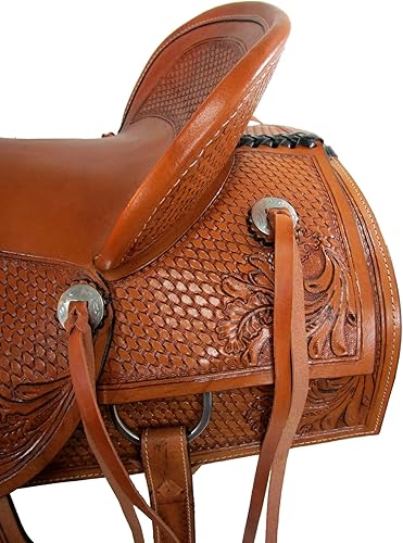 Miniatura 6 de Western Wade Saddle Ranch - Juego de sillín para sillín con cuerdas, asiento duro floral de cuero para caballos, para placer, 15, 16, 17, 18