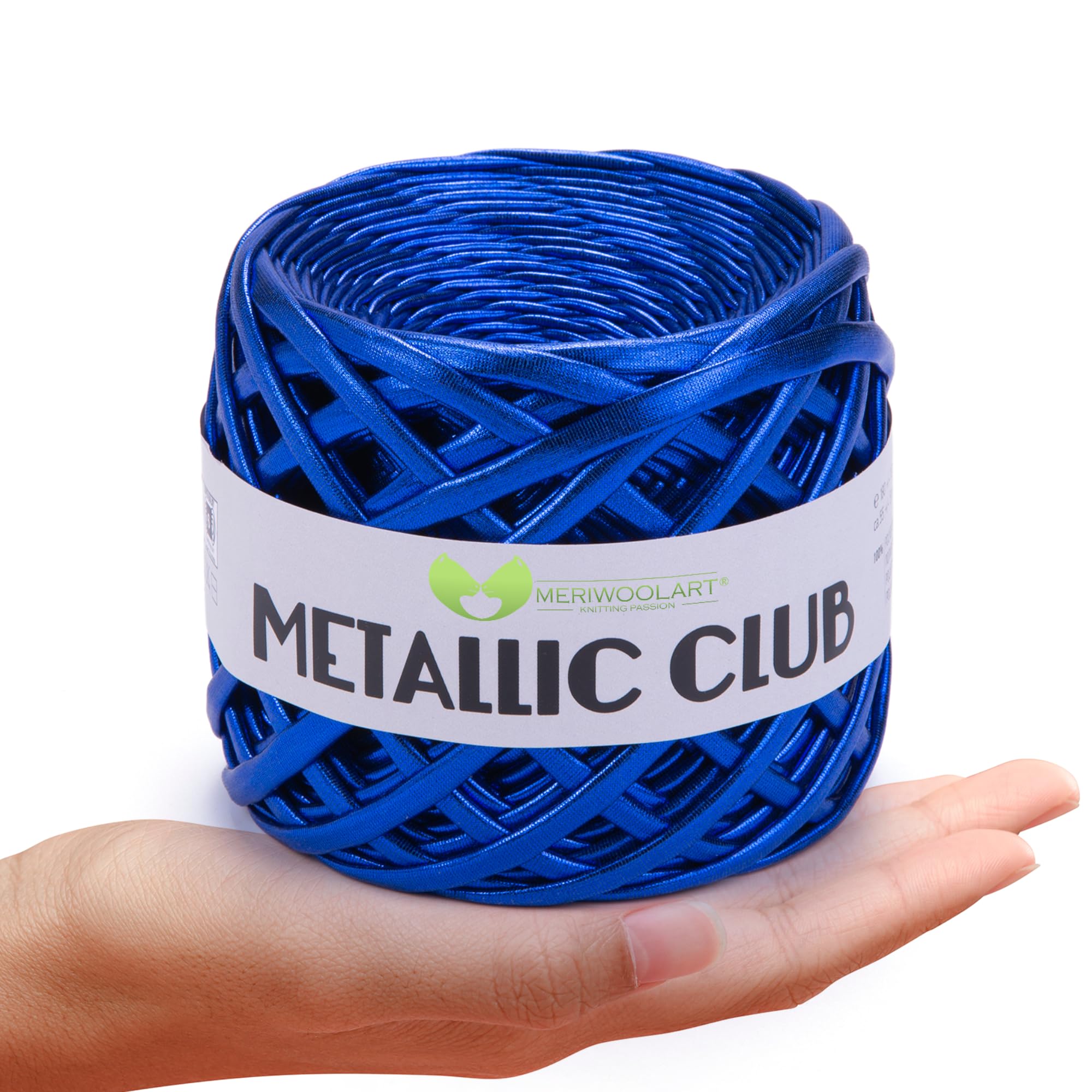 Fil de t-shirt métallique MeriWoolArt rigide anti-déformation pour tricot 55 m
