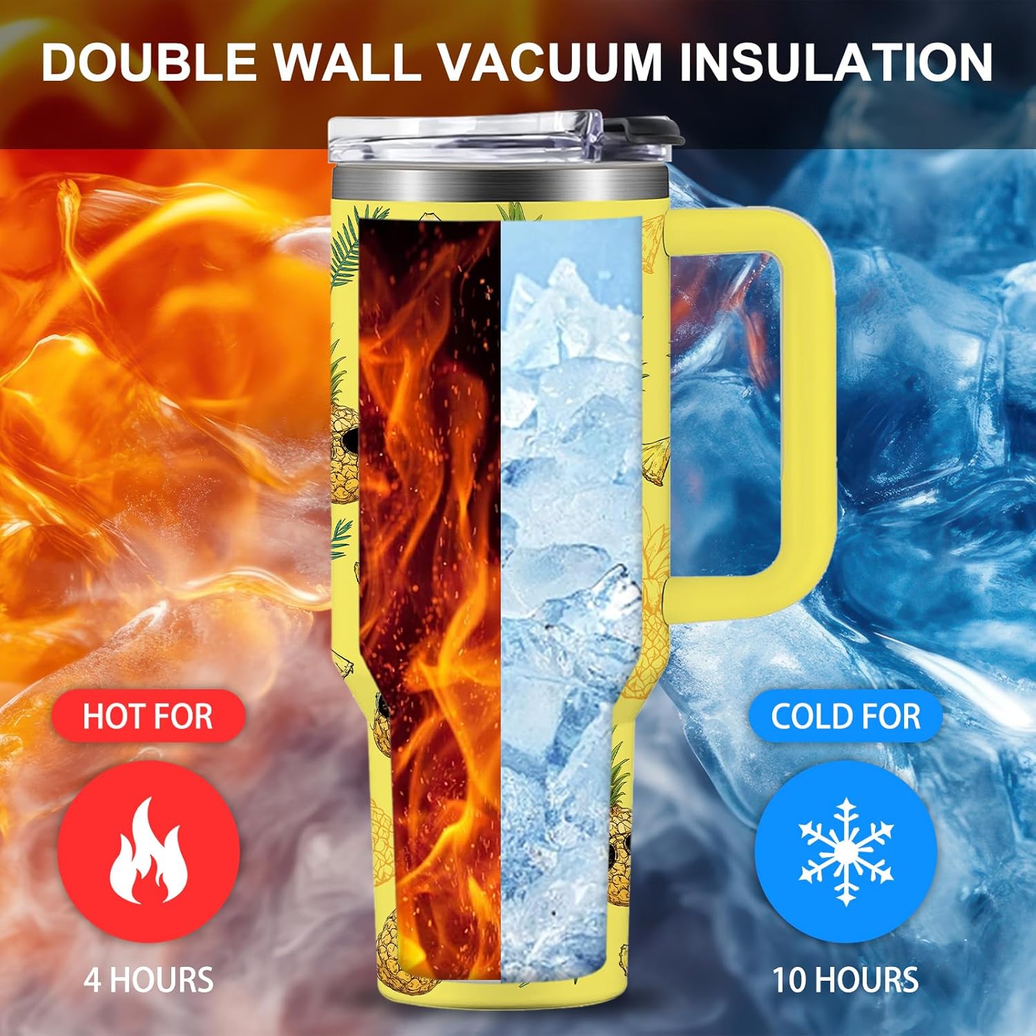 Pineapple Tumbler with Handle 40 oz, Pineapple Gifts For Women Girls, Birthday Christmas Funny Fruit Gifts for ananas Lover - Image 6