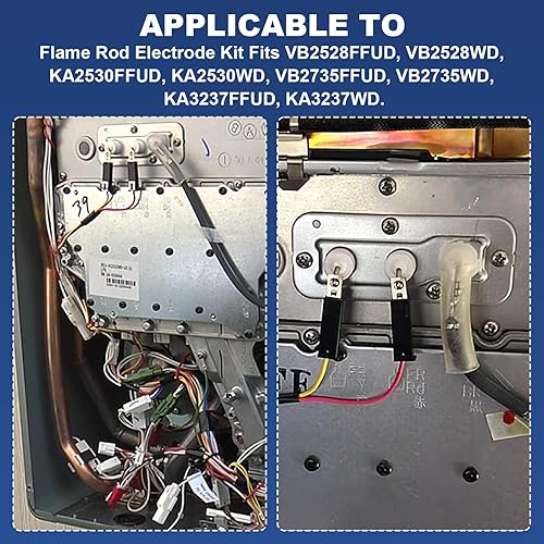 Miniatura 4 de Aillsa Kit de electrodos de varilla de llama piezas de repuesto para calentador de agua 104000192-K se adapta a Rinnai R75 y R94 piezas de