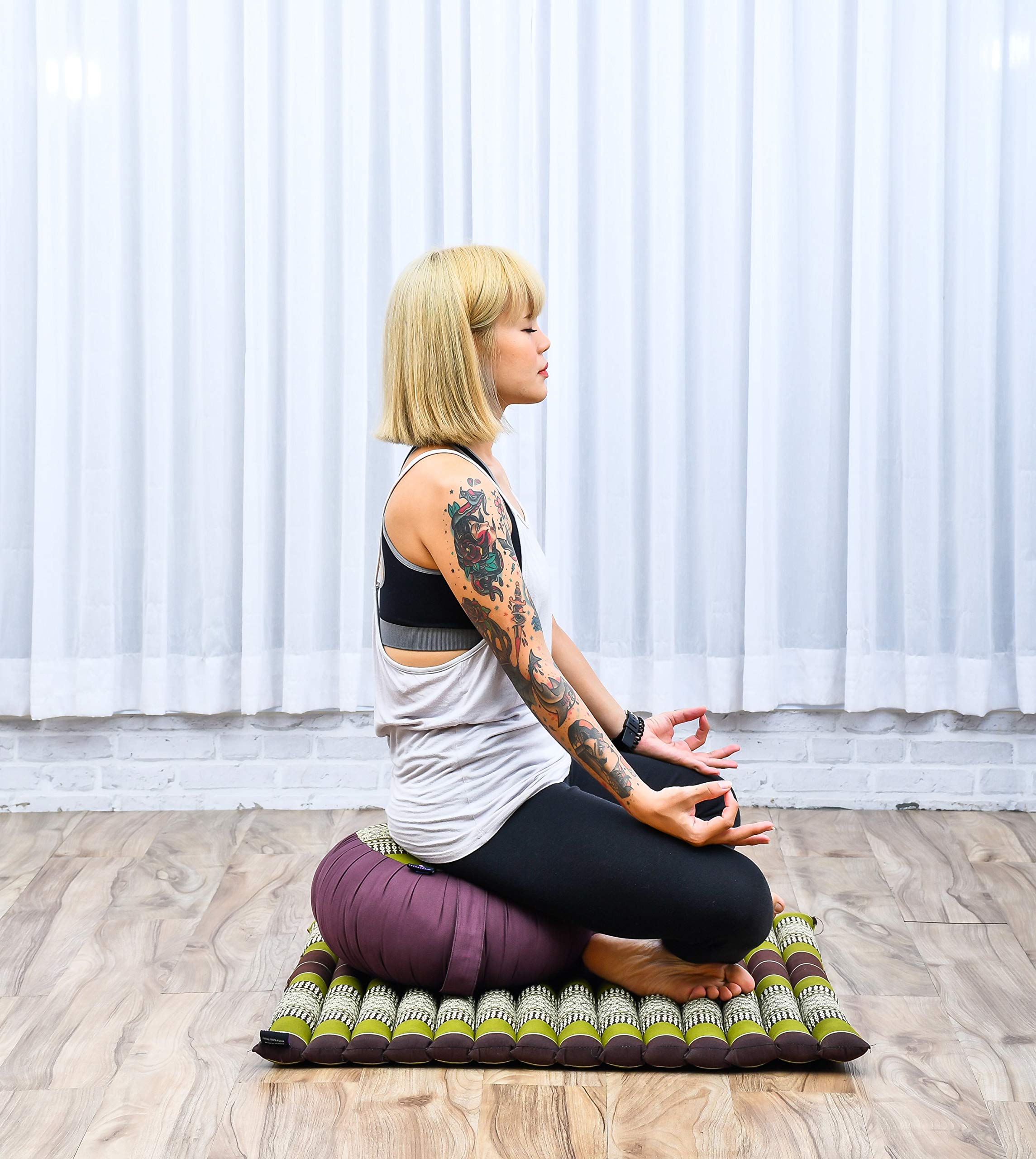 Leewadee Set Méditation Zafu & Zabuton - Coussin Méditation Kapok Yoga Zen Zazen