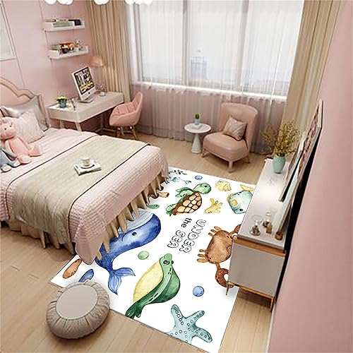 Miniatura 10 de Alfombra de área de dibujos animados para niños, 2 x 3 pies, lindo dinosaurio de animales, alfombra decorativa para habitación de bebé, alfombra