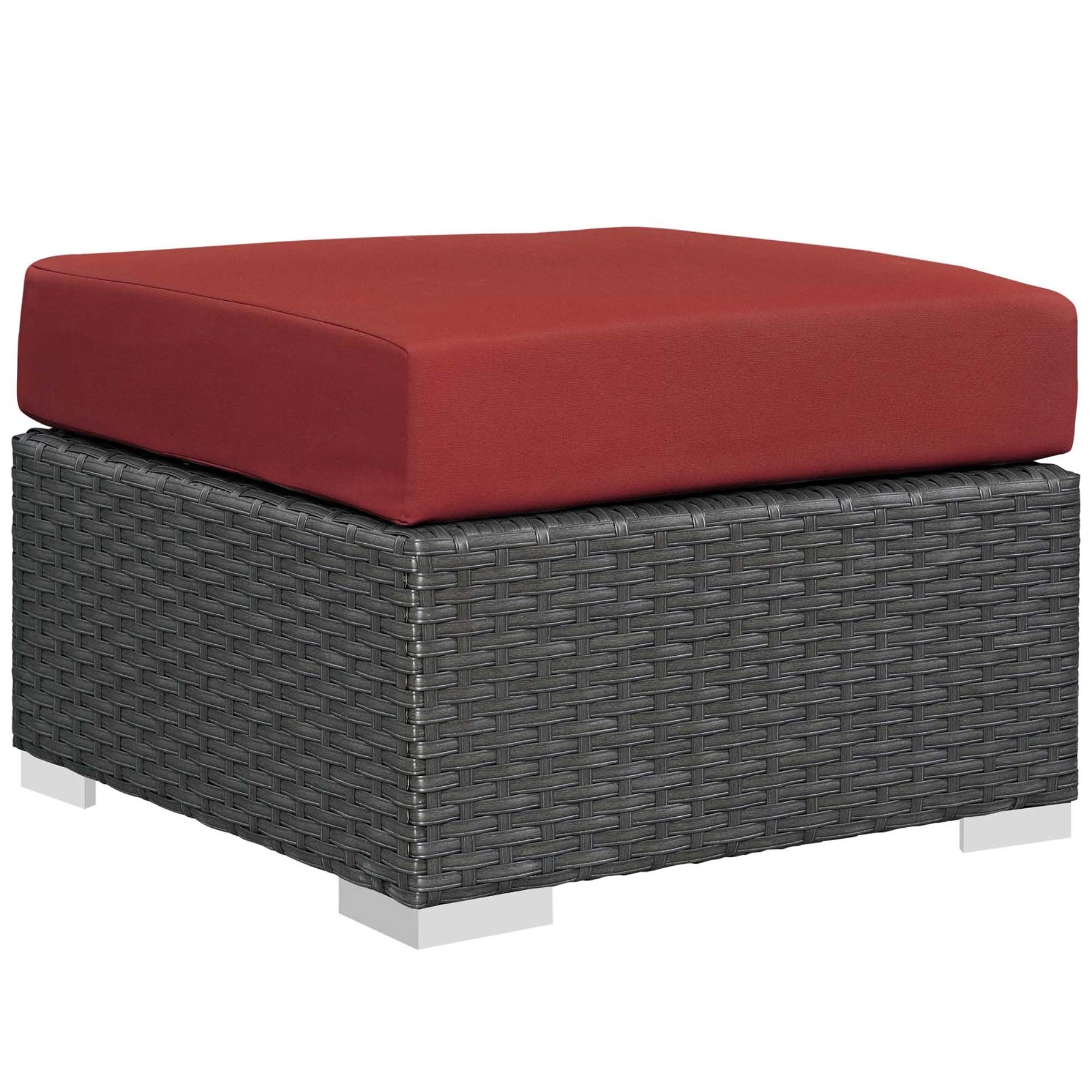 Ergode Sojourn Outdoor Patio Ottoman | Sturdy & Versatile Seating | Sunbrella Fabric Cushions | UV Protection