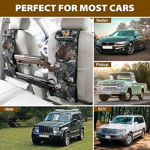 Miniatura 7 de Estante para pistola de camión (un par), estante resistente para armas de respaldo de asiento 900D, almacenamiento ajustable para armas de camión,