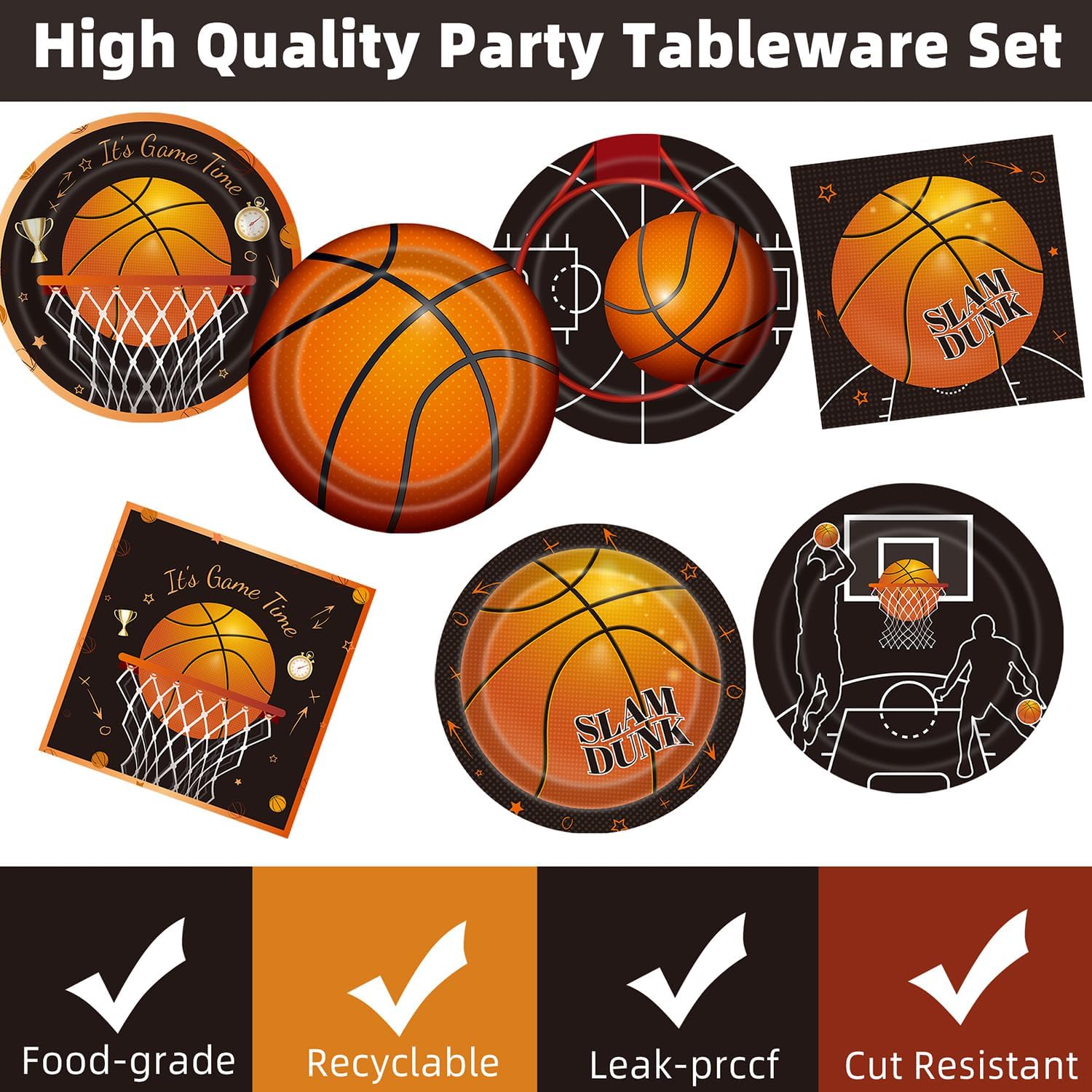 Basketball Birthday Party Decorations 100Pcs Basketball Sports Theme Birthday Party Supplies Basketball Plates and Napkins Basketball Party Favors for Basketball Party Decorations - Image 3