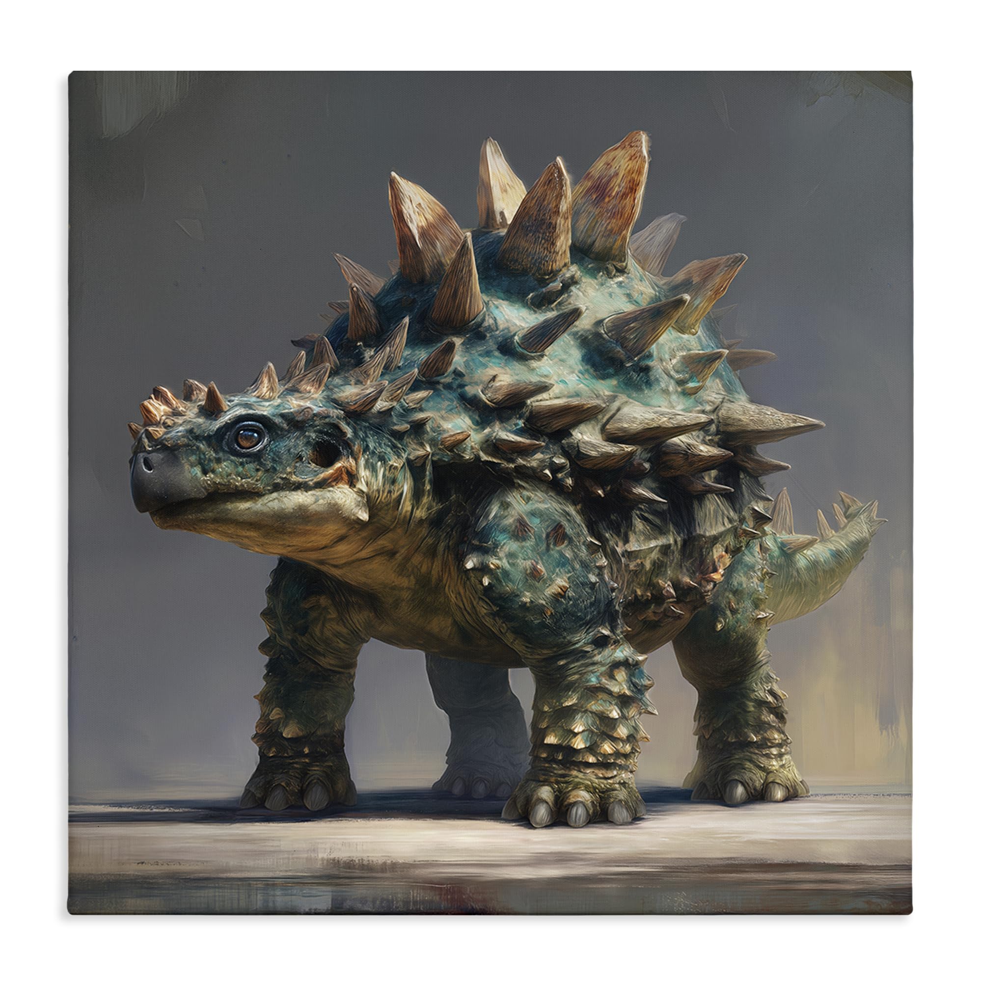 Stupell Industries Majestic Ankylosaurus Armor Portrait 'Prehistoric Ankylosaurus Portrait', Canvas Art, 24 X 24 Inches, Easy To Hang And Sturdy, Made In Usa, By Wumples