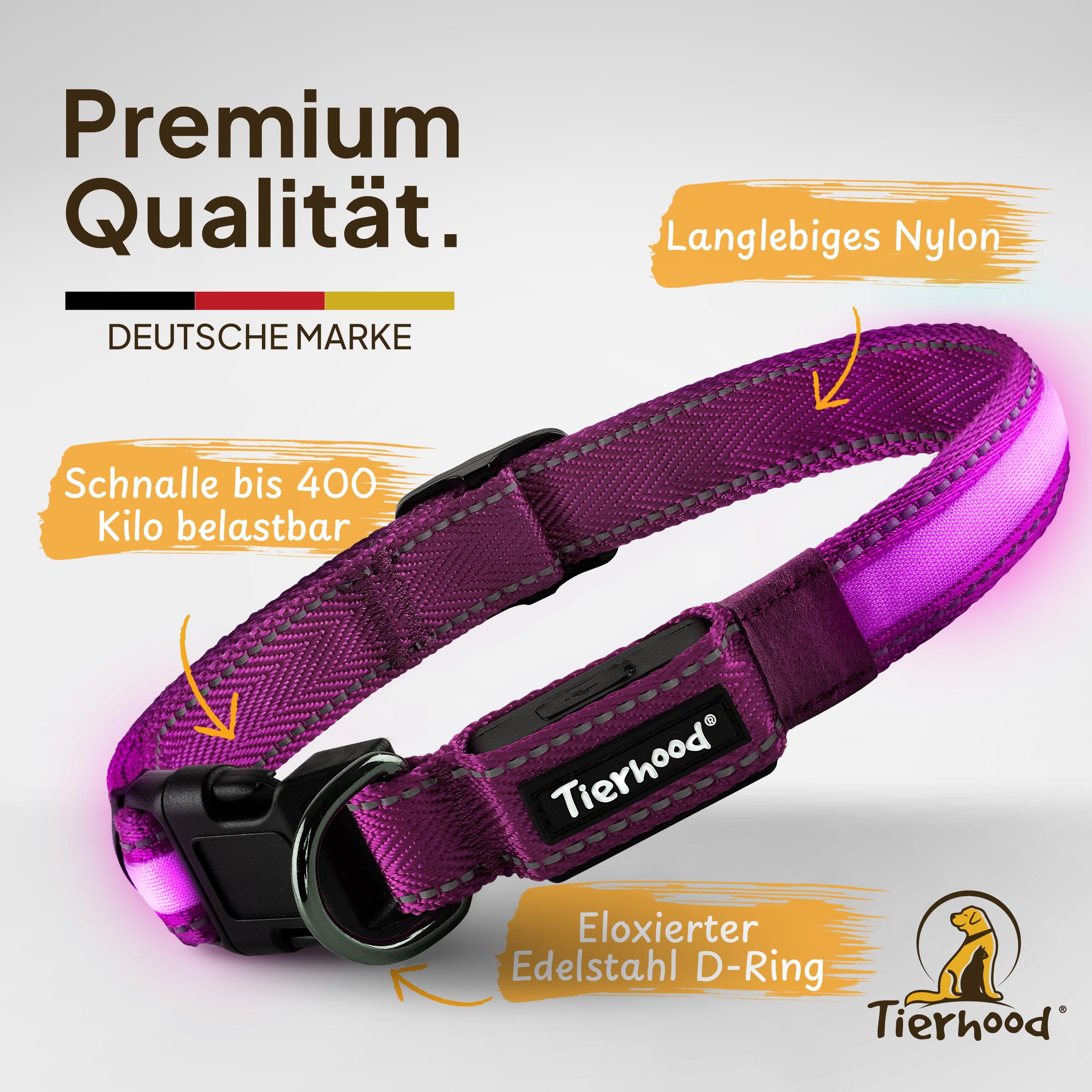 Tierhood Luminous Dog Collar, Luminous Collar for Small and Large Dogs, LED Dog Collar Rechargeable, Durable - Image 3