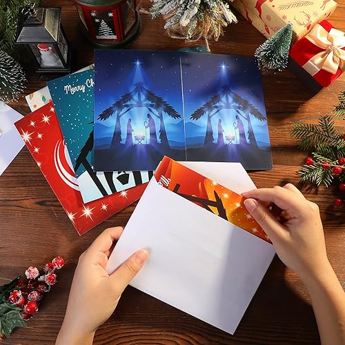 Miniatura 7 de El juego de 80 tarjetas de felicitación religiosas de Navidad incluye 40 tarjetas de Navidad cristianas de Navidad con 40 sobres, tarjetas navideñas