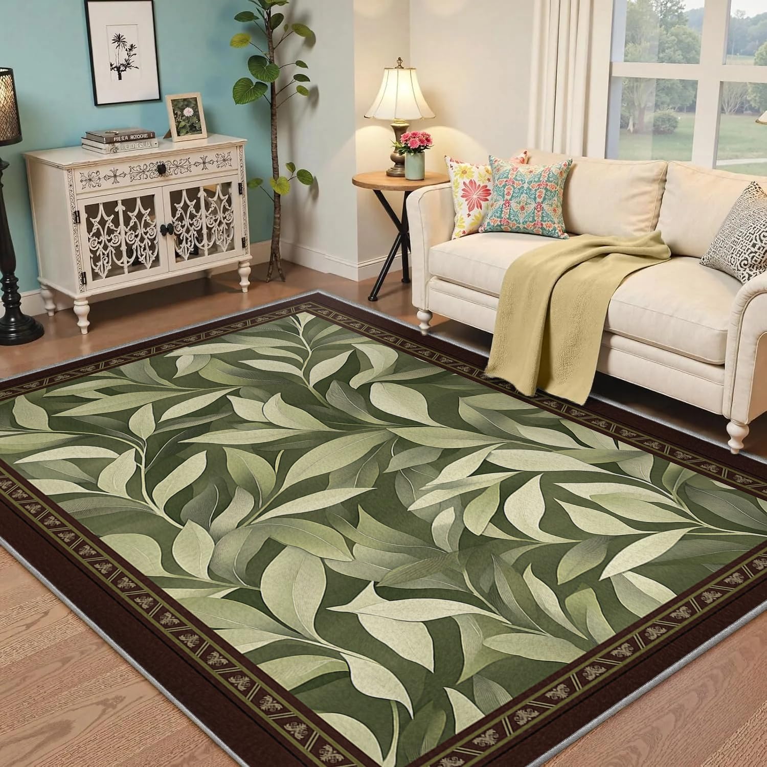Tapis de sol antidérapant Fresh Green Leaves pour éviter les glissades