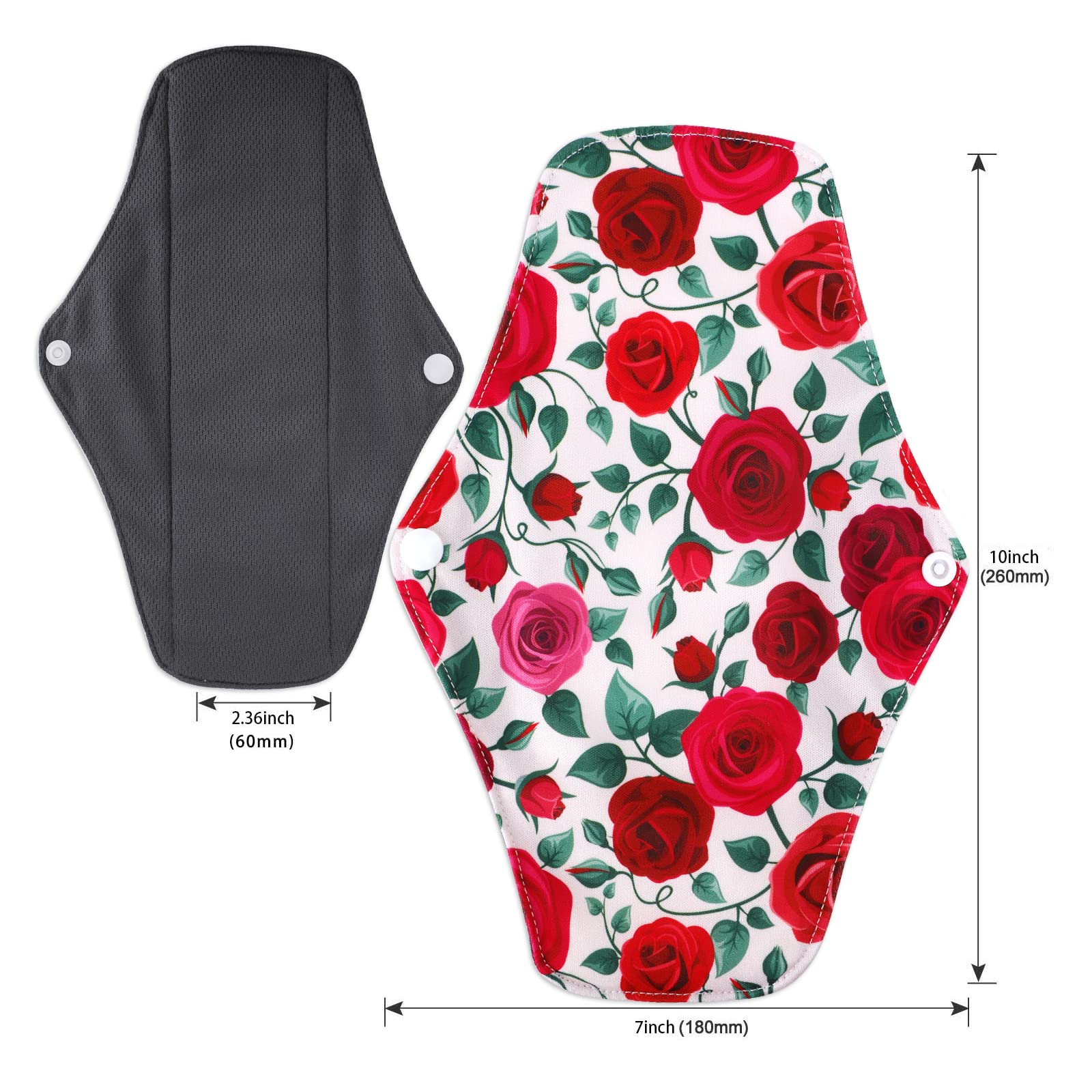 PHOGARY Reusable Menstrual Pads, Breathable Mesh Surface Cloth Sanitary Pads Set for Heavy Flow with Wet Bag, Washable Overnight Cloth Panty Liners with Wings for Women