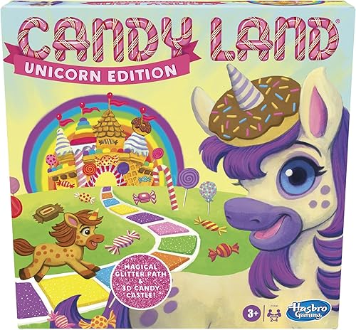 Hasbro Gaming Candy Land Unicorn Edition - Juego de mesa preescolar | Regalos de regreso a clases para niños | Juguetes para el aula | A partir de 3