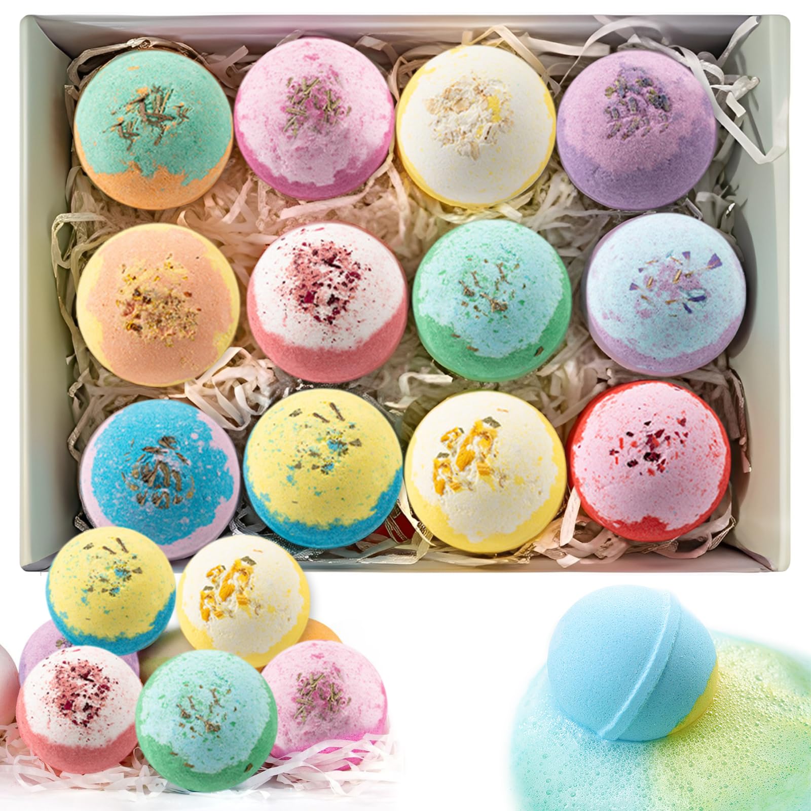 Bath Bombs for Women 12 Gift Sets, Shea Butter & Essential Oils Bath Bomb for Skin Moisturizing, Bubble Spa Bath, Bubble Bath for Kids, Idea Gifts for